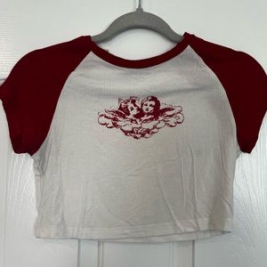 Red angel print top